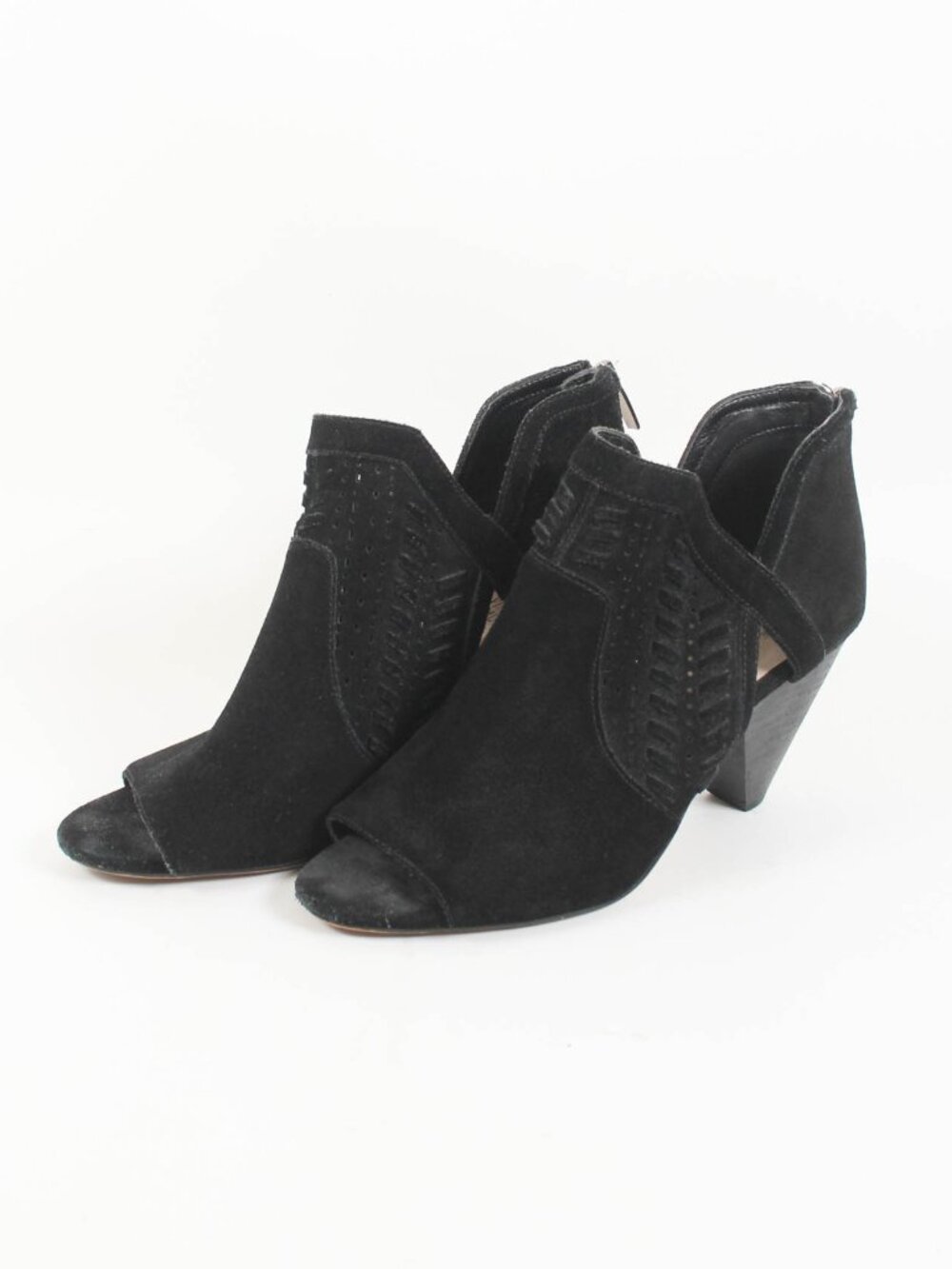 Vince Camuto Black Suede Peep Toe Booties 9M